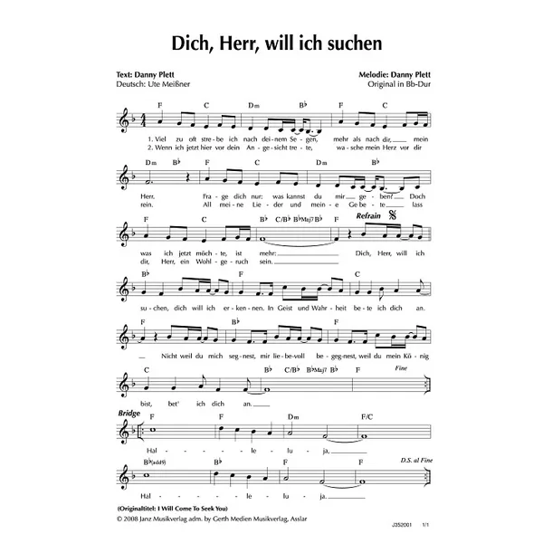 Produktbild des Artikels Dich, Herr, will ich suchen (Noten - Download)