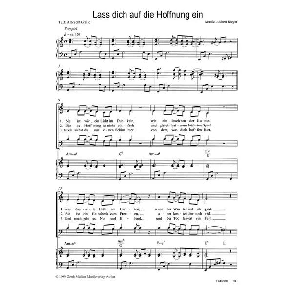 Produktbild des Artikels Lass dich auf die Hoffnung ein (Noten - Download)