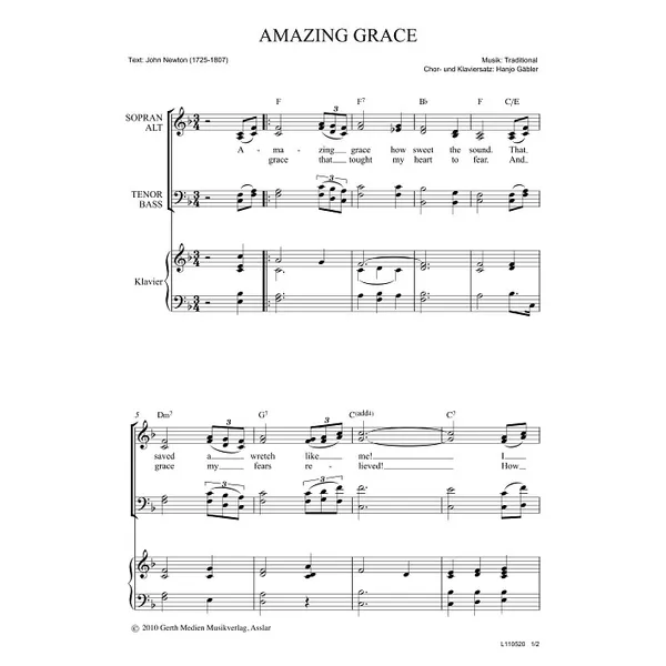Produktbild des Artikels Amazing Grace (Noten - Download)