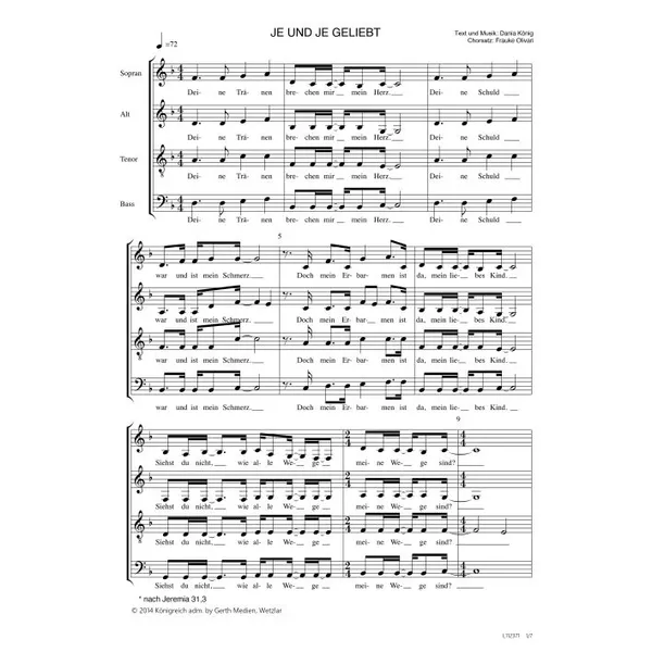 Produktbild des Artikels Je und je geliebt (Noten - Download)