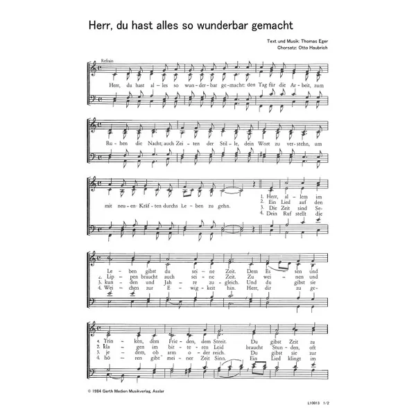 Produktbild des Artikels Herr, du hast alles so wunderbar gemacht (Noten - Download)