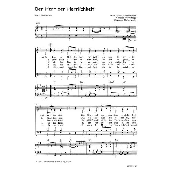 Produktbild des Artikels Der Herr der Herrlichkeit (Noten - Download)