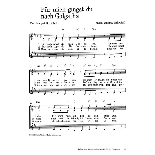 Produktbild des Artikels Für mich gingst du nach Golgatha (Noten - Download)