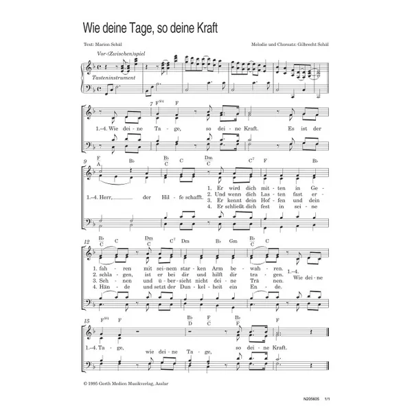 Produktbild des Artikels Wie deine Tage, so deine Kraft (Noten - Download)