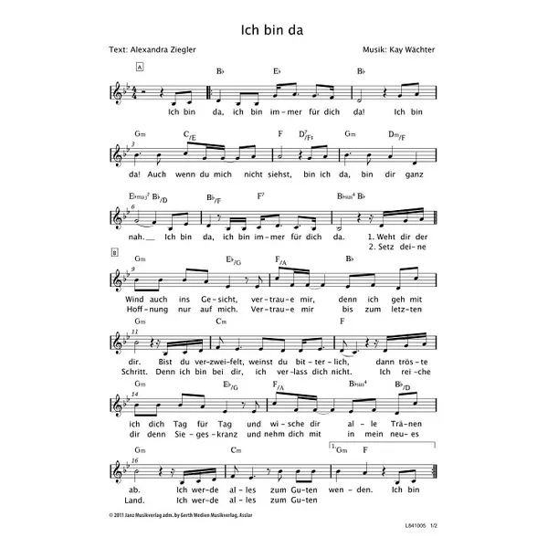 Produktbild des Artikels Ich bin da (Noten - Download)