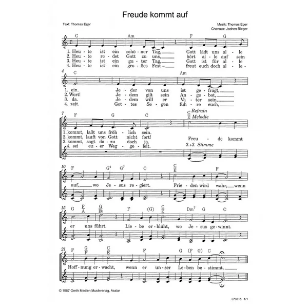 Produktbild des Artikels Freude kommt auf (Noten - Download)