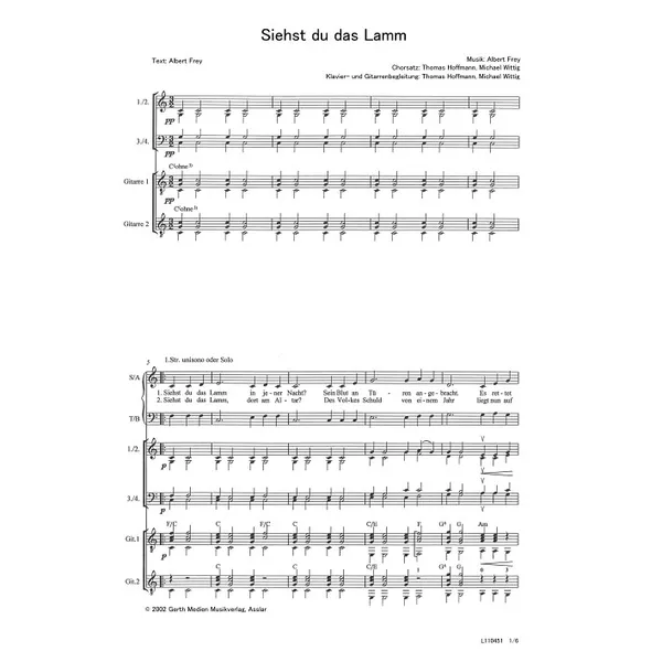 Produktbild des Artikels Siehst du das Lamm (Noten - Download)