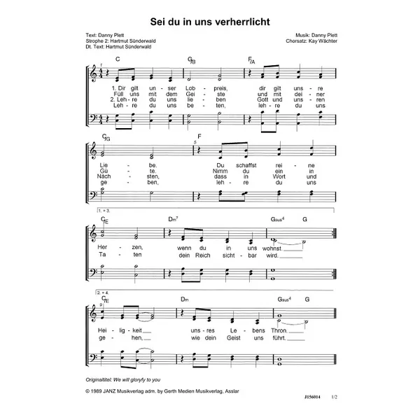 Produktbild des Artikels Sei du in uns verherrlicht (Noten - Download)