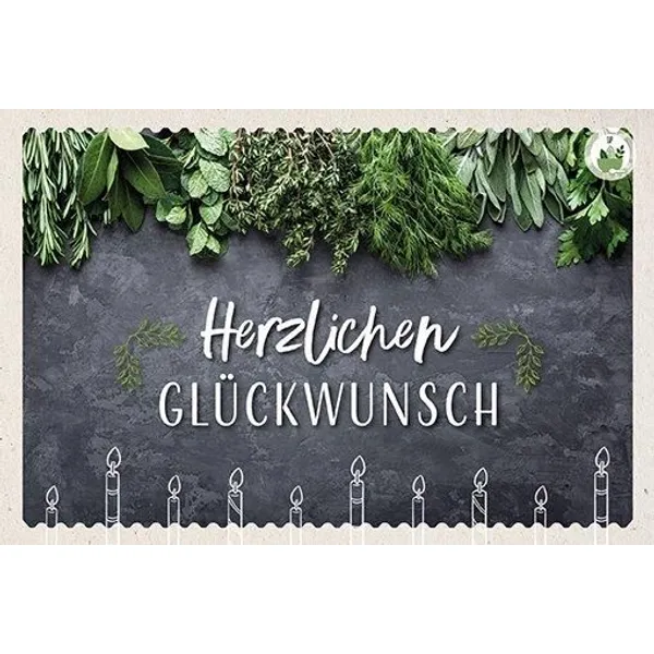 Produktbild des Artikels Kräuter-Dip-Karte - Herzlichen Glückwunsch (Lebensmittel)