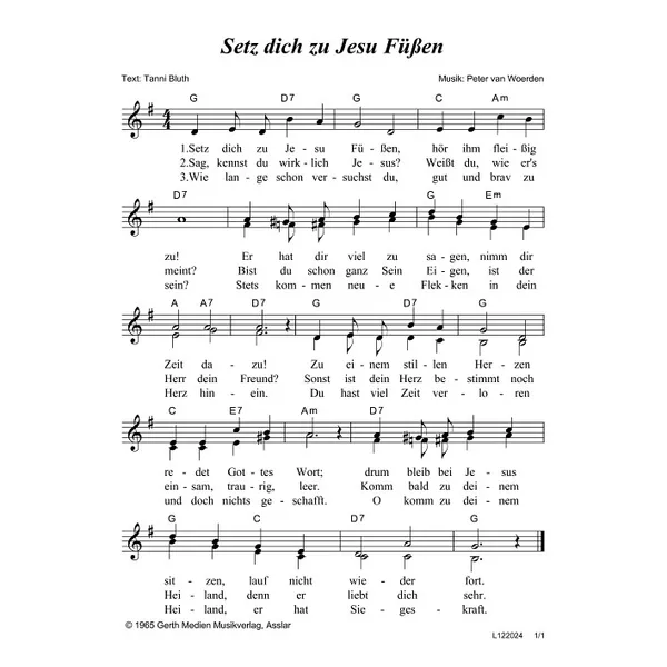 Produktbild des Artikels Setz dich zu Jesu Füßen (Noten - Download)