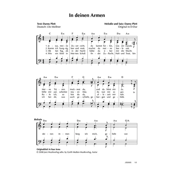 Produktbild des Artikels In deinen Armen (Noten - Download)