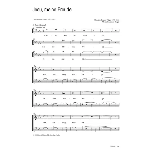 Produktbild des Artikels Jesu meine Freude (Noten - Download)
