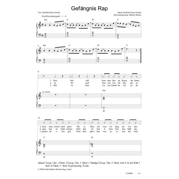 Produktbild des Artikels Gefängnis Rap (Noten - Download)