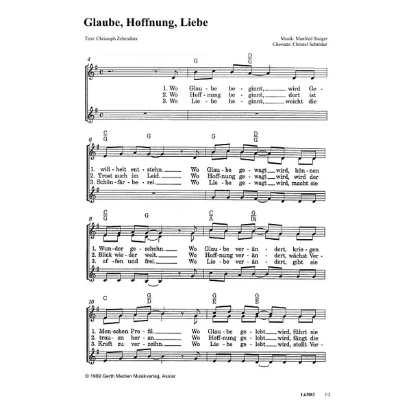 Produktbild des Artikels Glaube, Hoffnung, Liebe (Noten - Download)