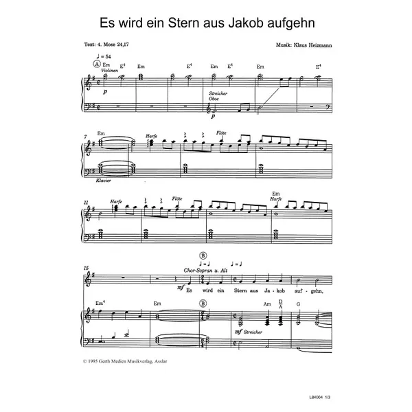 Produktbild des Artikels Es wird ein Stern aus Jakob aufgehn (Noten - Download)