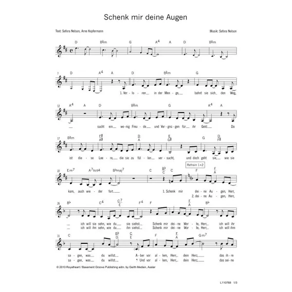 Produktbild des Artikels Schenk mir deine Augen (Noten - Download)