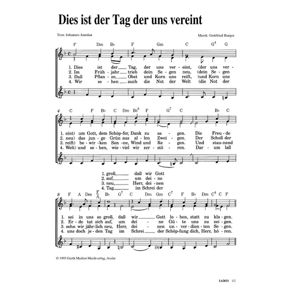Produktbild des Artikels Dies ist der Tag, der uns vereint (Noten - Download)