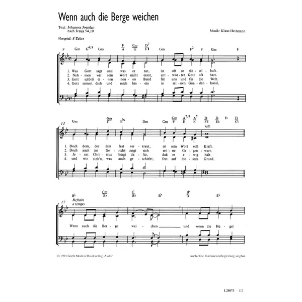 Produktbild des Artikels Wenn auch die Berge weichen (Noten - Download)