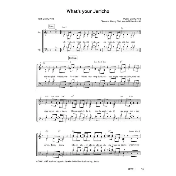 Produktbild des Artikels What's Your Jericho (Noten - Download)
