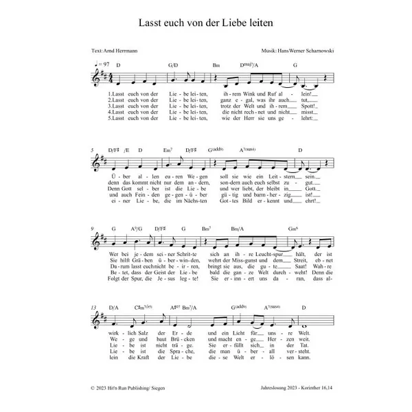 Produktbild des Artikels Lasst euch von der Liebe leiten (Noten - Download)