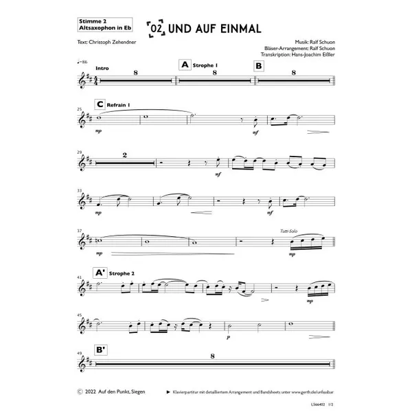 Produktbild des Artikels Und auf einmal (Altsaxophon in Eb) (Noten - Download)