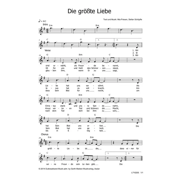 Produktbild des Artikels Die größte Liebe (Noten - Download)