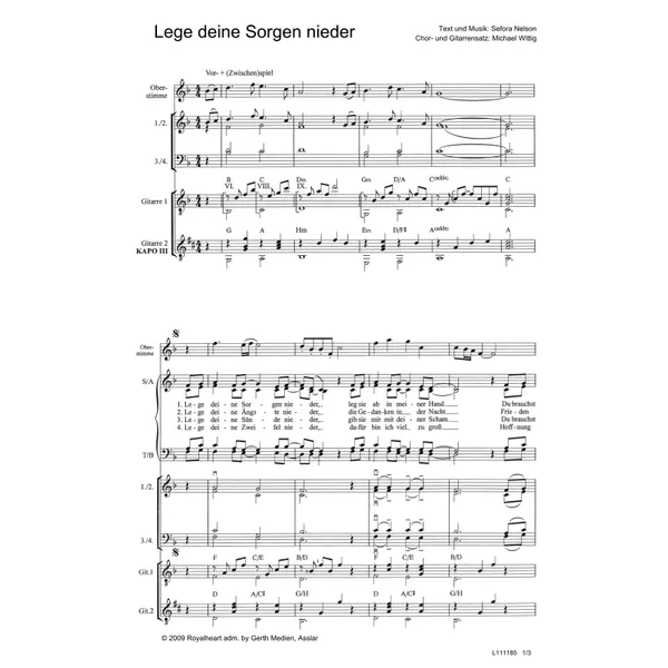 Produktbild des Artikels Lege deine Sorgen nieder (Noten - Download)
