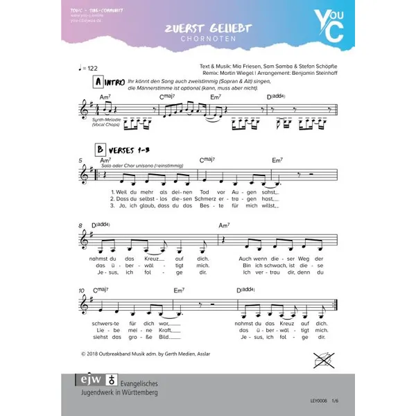 Produktbild des Artikels Zuerst geliebt (Noten - Download)