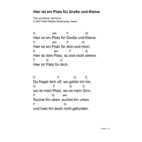 Produktbild des Artikels Hier ist ein Platz für Große und Kleine (Noten - Download)