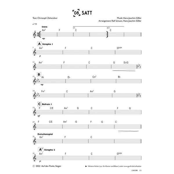 Produktbild des Artikels Satt (Bandsheet) (Noten - Download)