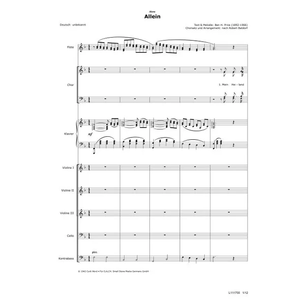 Produktbild des Artikels Allein (Noten - Download)