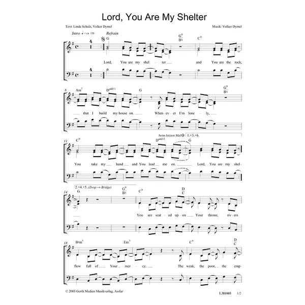 Produktbild des Artikels Lord, You Are My Shelter (Noten - Download)
