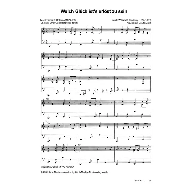 Produktbild des Artikels Welch Glück ist's erlöst zu sein (Noten - Download)