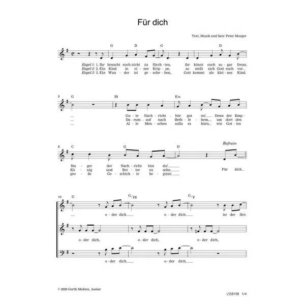 Produktbild des Artikels Für dich (Noten - Download)