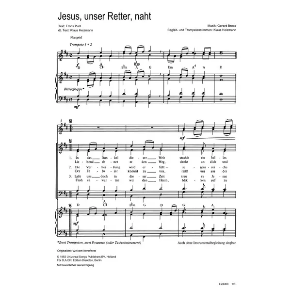 Produktbild des Artikels Jesus, unser Retter, naht (Noten - Download)