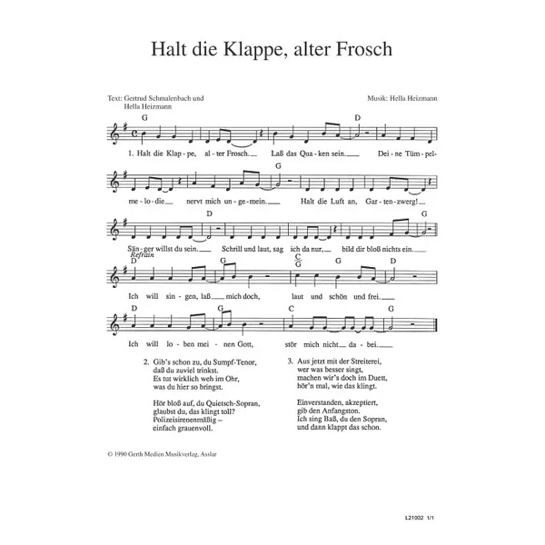 Produktbild des Artikels Halt die Klappe, alter Frosch (Noten - Download)