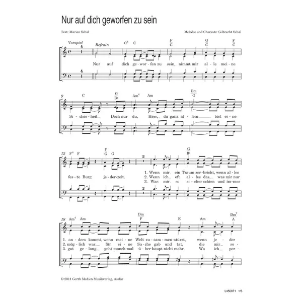 Produktbild des Artikels Nur auf dich geworfen zu sein (Noten - Download)