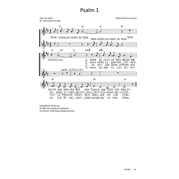 Produktbild des Artikels Psalm 1 (Noten - Download)