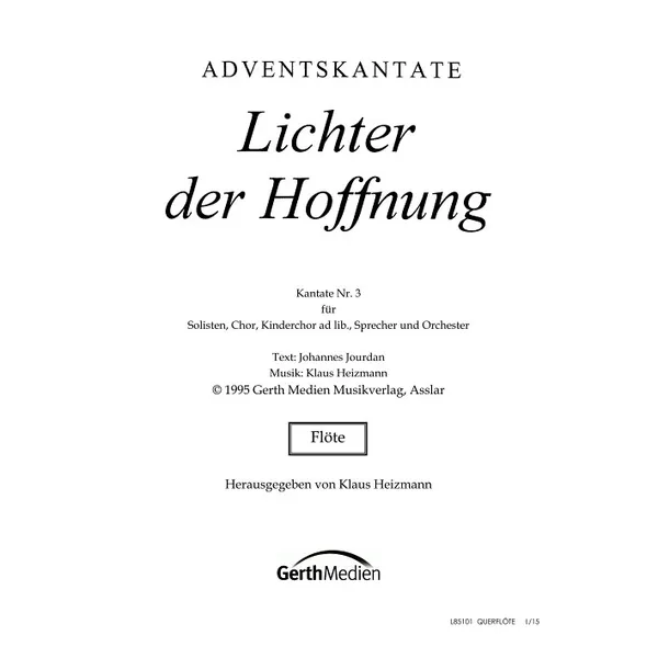 Produktbild des Artikels Lichter der Hoffnung (Flöte) (Noten - Download)