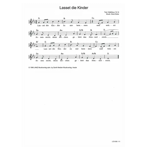 Produktbild des Artikels Lasset die Kinder (Noten - Download)