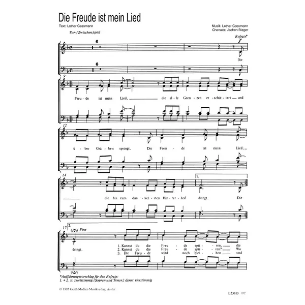 Produktbild des Artikels Die Freude ist mein Lied (Noten - Download)