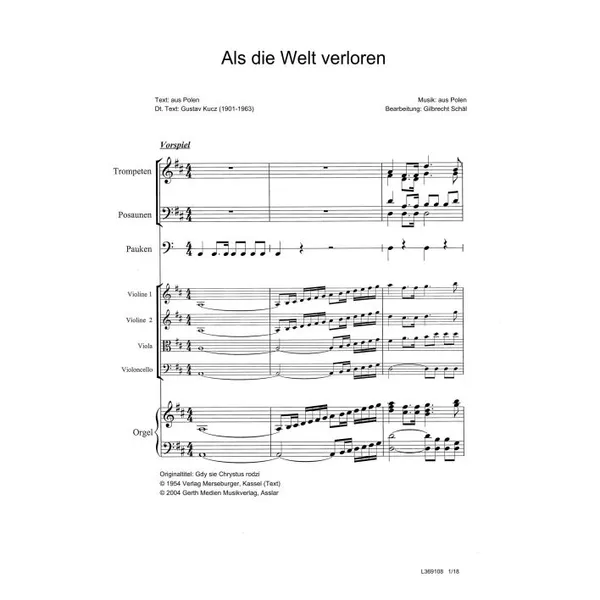 Produktbild des Artikels Als die Welt verloren (Noten - Download)