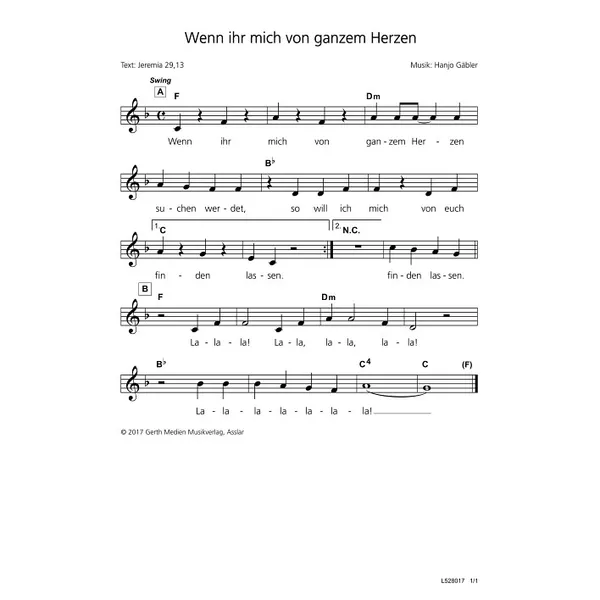 Produktbild des Artikels Wenn Ihr mich von ganzem Herzen (Noten - Download)