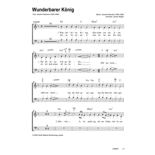 Produktbild des Artikels Wunderbarer König (Noten - Download)