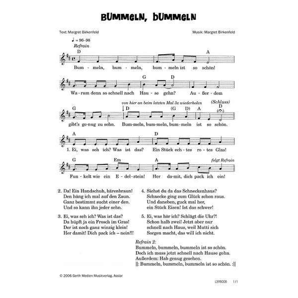 Produktbild des Artikels Bummeln, bummeln (Noten - Download)