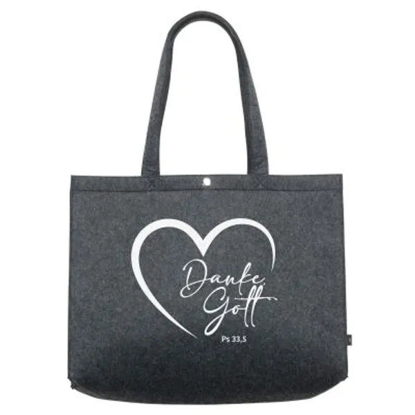 Produktbild des Artikels Filz-Einkaufsshopper "Danke, Gott" - dunkelgrau ()