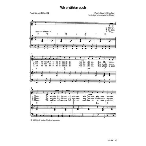 Produktbild des Artikels Wir erzählen euch (Noten - Download)