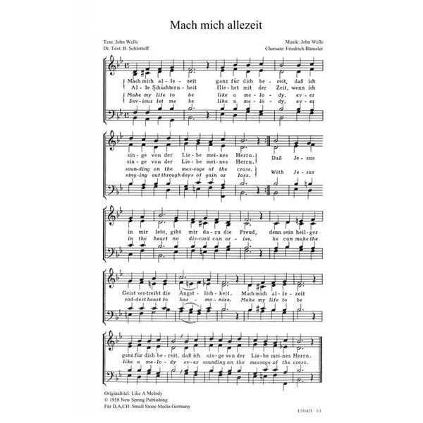 Produktbild des Artikels Mach mich allezeit (Noten - Download)