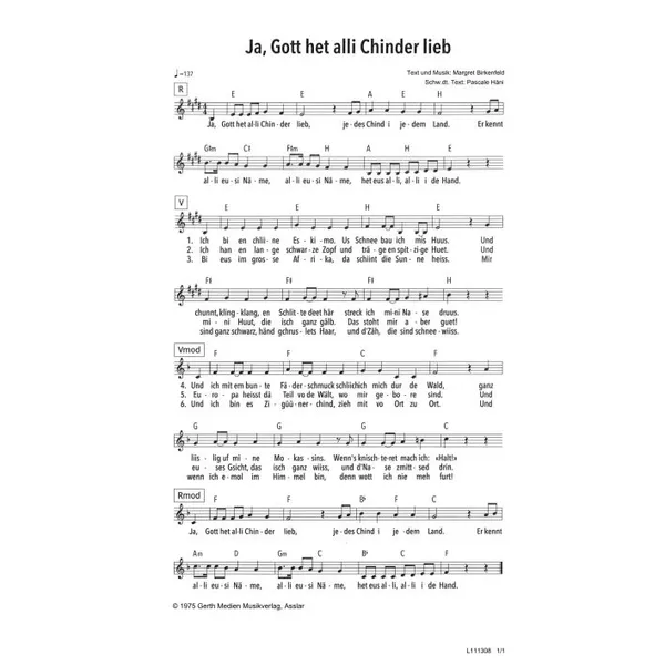 Produktbild des Artikels Ja, Gott het alli Chinder lieb (Noten - Download)