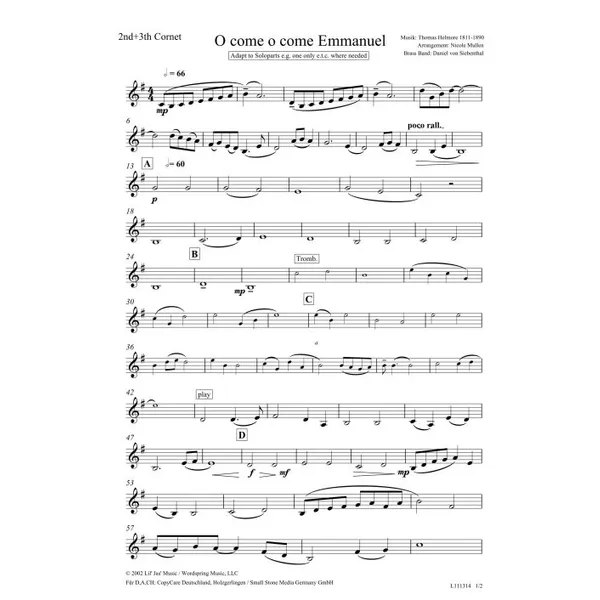 Produktbild des Artikels O Come, O Come Emmanuel (Cornet 2+3) (Noten - Download)